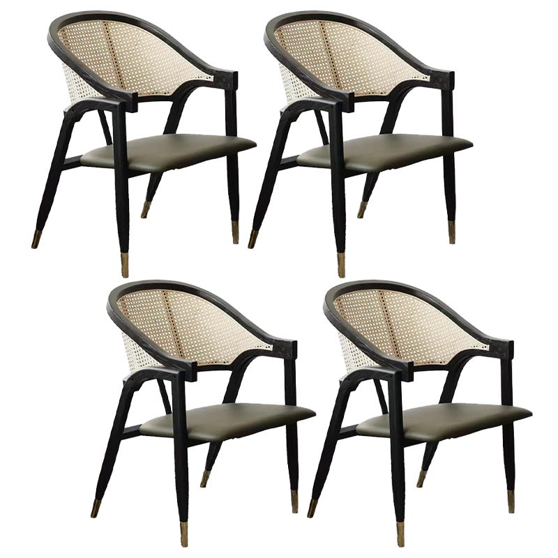 Sillas de comedor de ratán glamorosa muebles de comedor abiertos con patas de madera en acabado mate