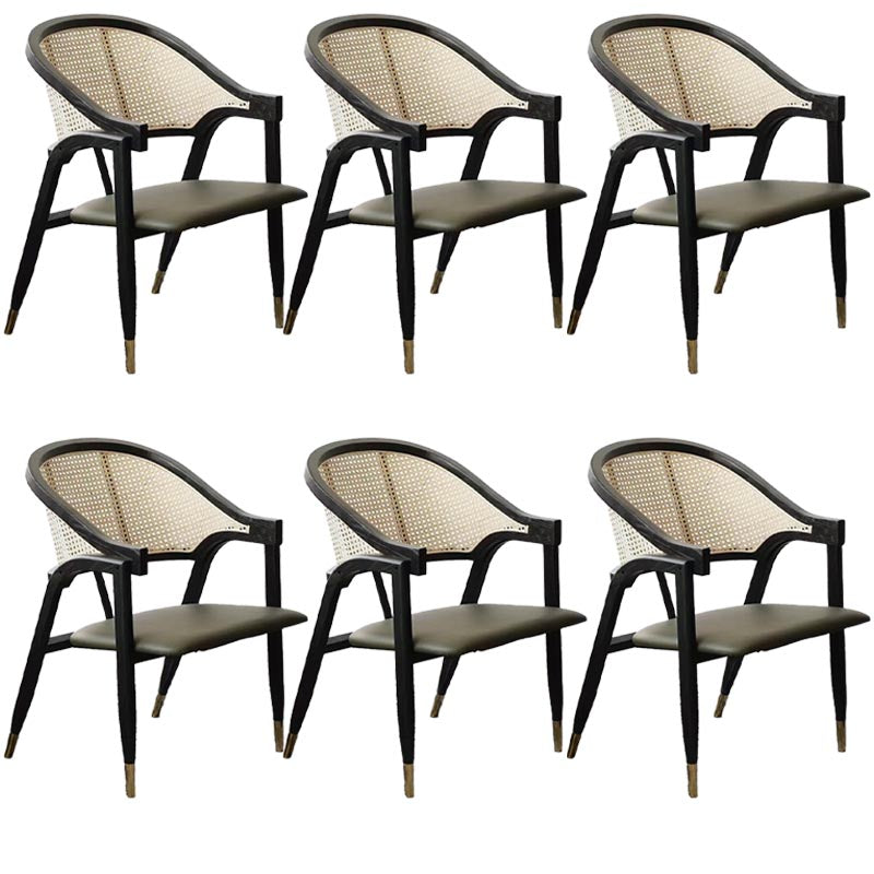 Sillas de comedor de ratán glamorosa muebles de comedor abiertos con patas de madera en acabado mate