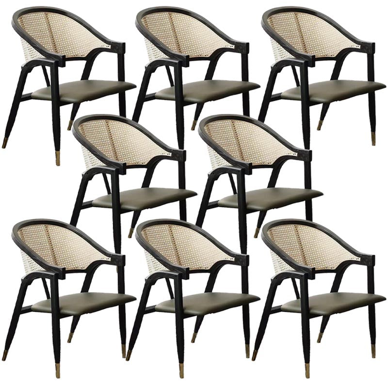 Sillas de comedor de ratán glamorosa muebles de comedor abiertos con patas de madera en acabado mate