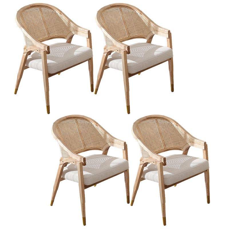 Sillas de comedor de ratán glamorosa muebles de comedor abiertos con patas de madera en acabado mate