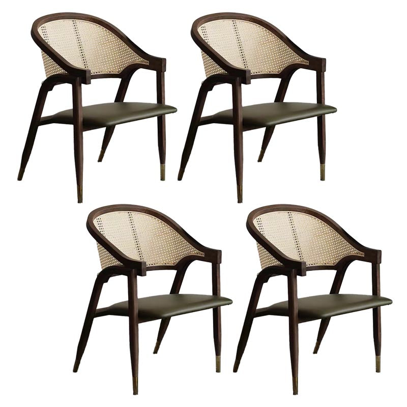 Sillas de comedor de ratán glamorosa muebles de comedor abiertos con patas de madera en acabado mate