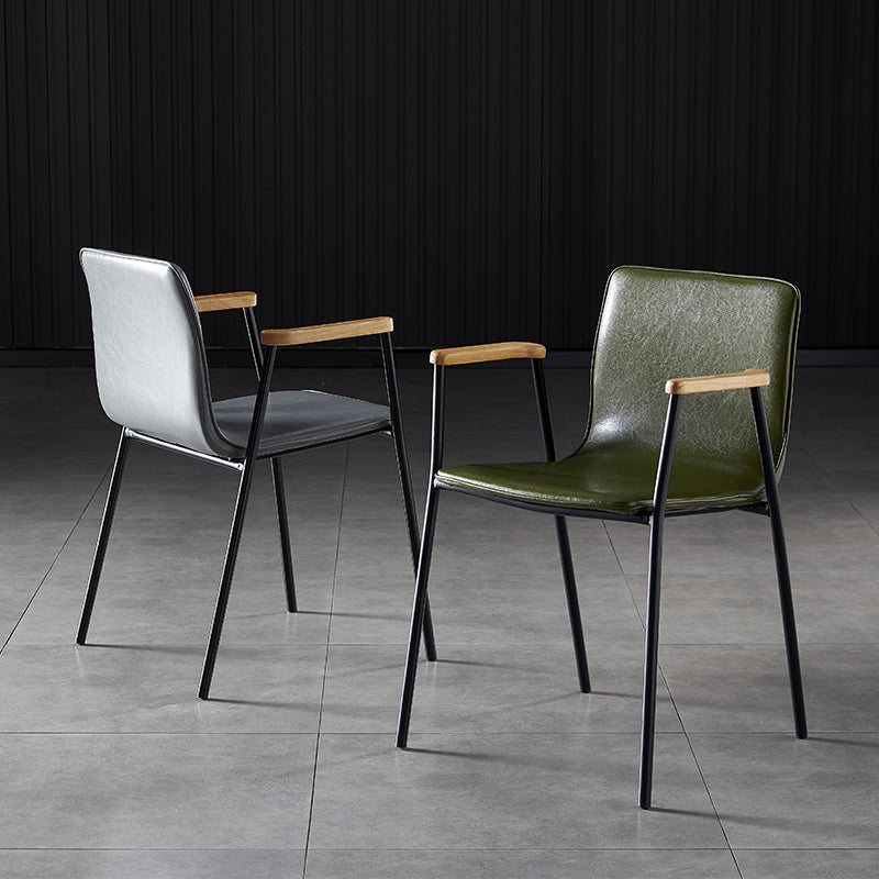 Industriële eetgelegenheden lederen eetkamerstoel met metalen basis