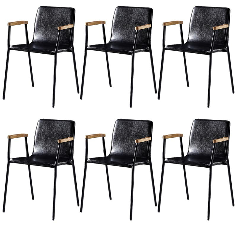 Industriële eetgelegenheden lederen eetkamerstoel met metalen basis