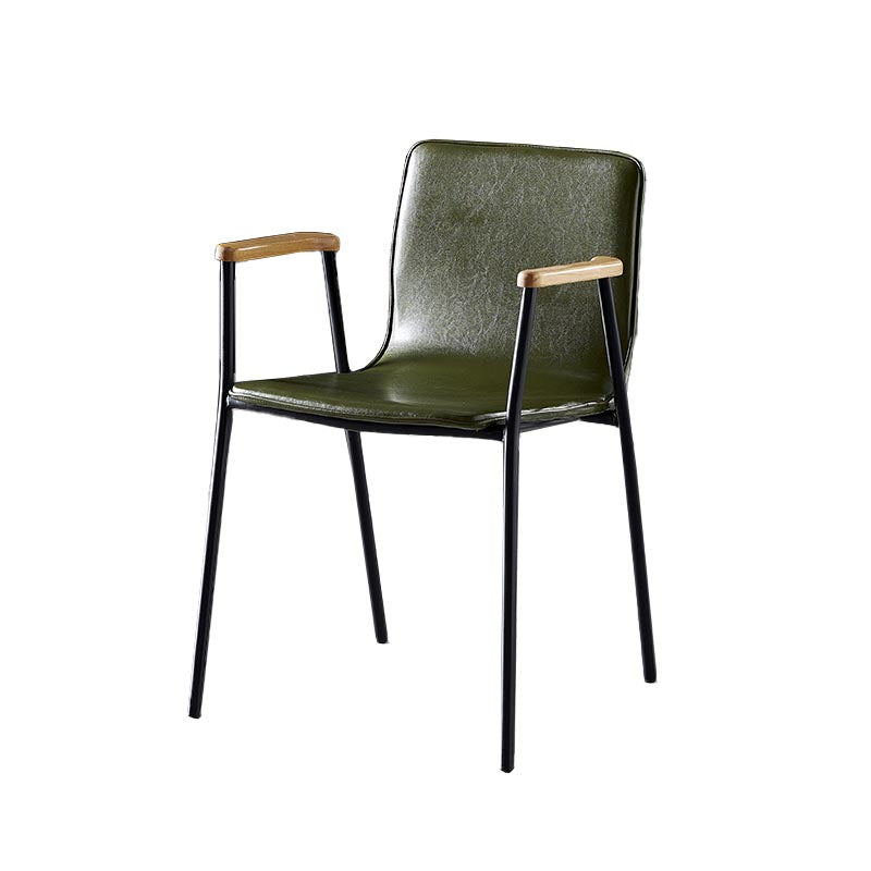 Industriële eetgelegenheden lederen eetkamerstoel met metalen basis