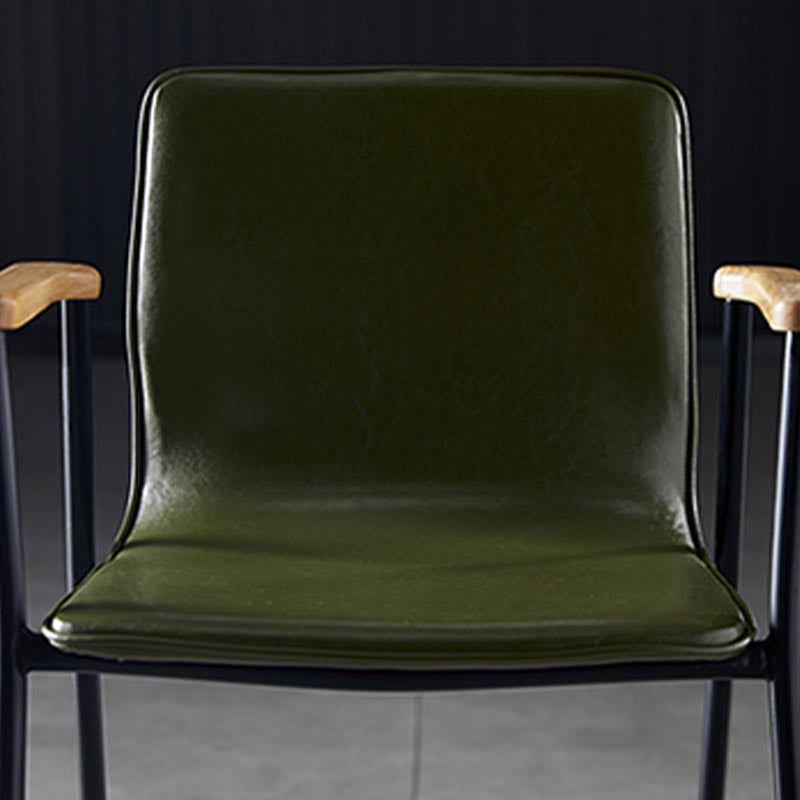 Industriële eetgelegenheden lederen eetkamerstoel met metalen basis