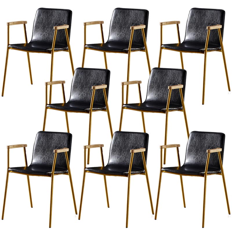 Industriële eetgelegenheden lederen eetkamerstoel met metalen basis