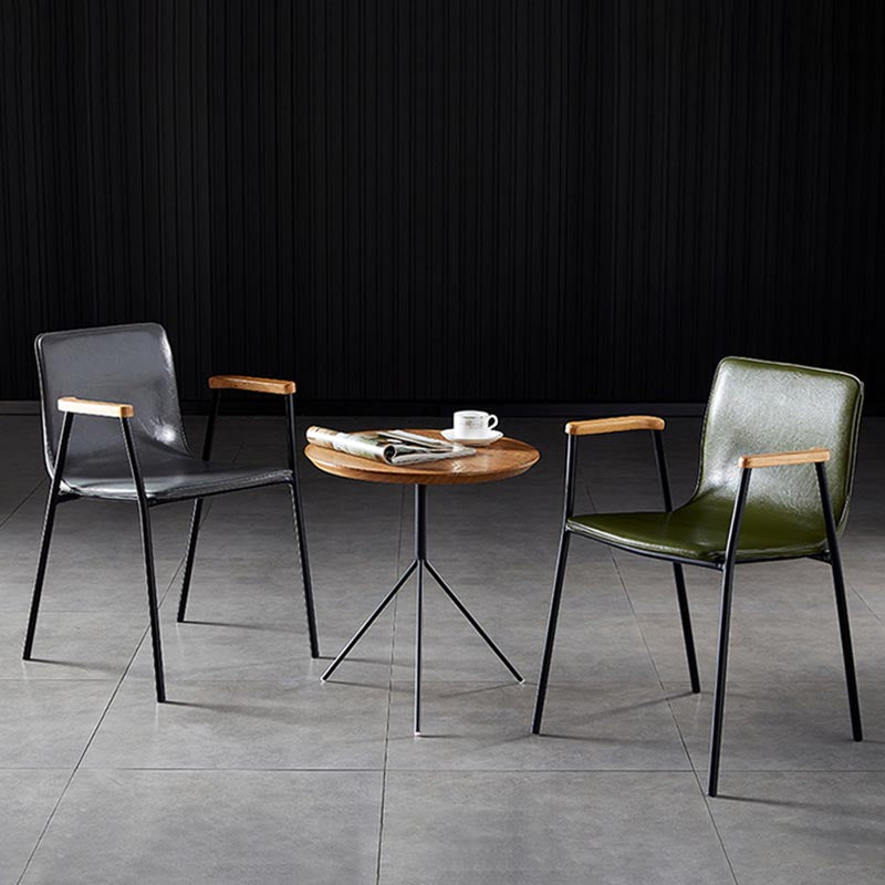 Industriële eetgelegenheden lederen eetkamerstoel met metalen basis