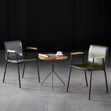 Industriële eetgelegenheden lederen eetkamerstoel met metalen basis