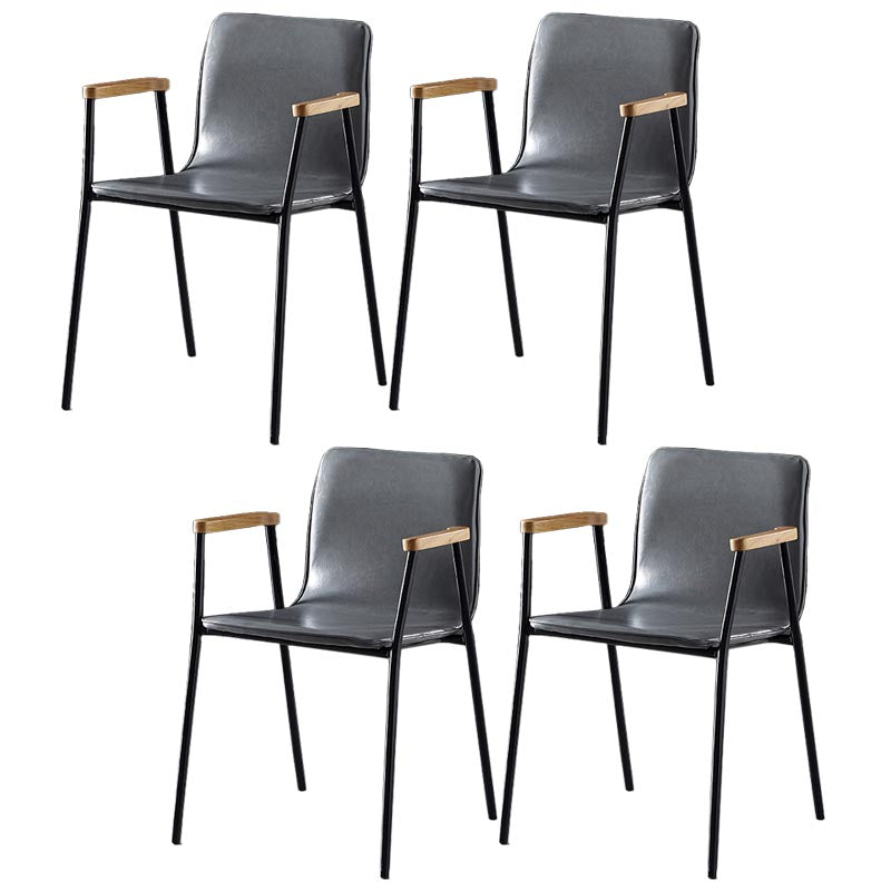 Industriële eetgelegenheden lederen eetkamerstoel met metalen basis