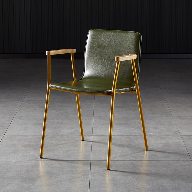 Industriële eetgelegenheden lederen eetkamerstoel met metalen basis