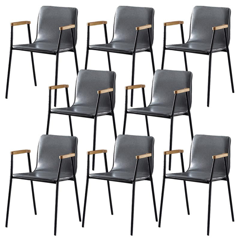 Industriële eetgelegenheden lederen eetkamerstoel met metalen basis