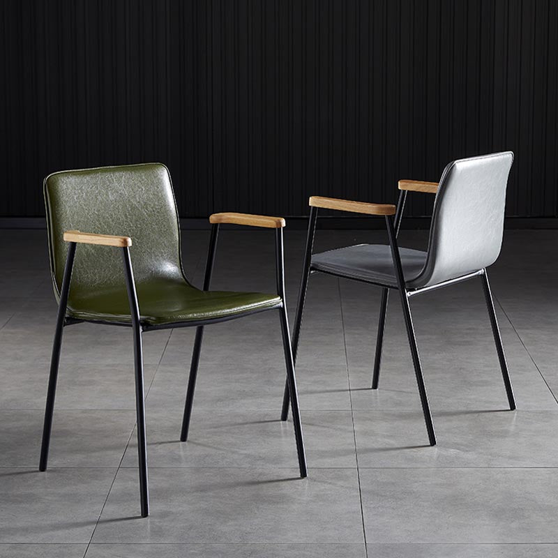 Industriële eetgelegenheden lederen eetkamerstoel met metalen basis