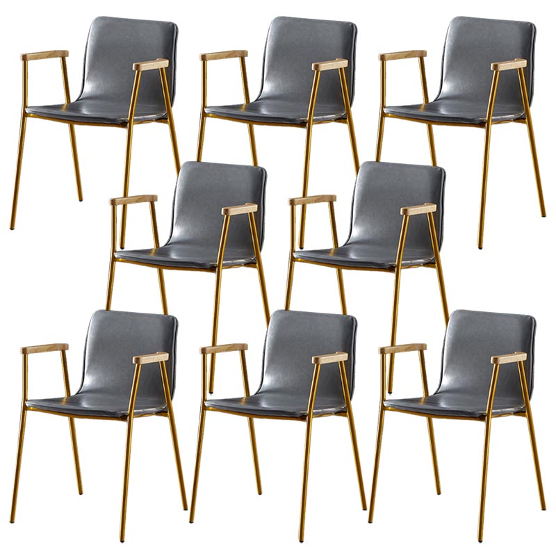 Industriële eetgelegenheden lederen eetkamerstoel met metalen basis