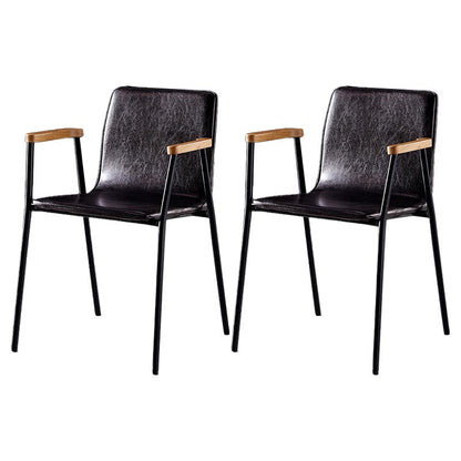 Industriële eetgelegenheden lederen eetkamerstoel met metalen basis