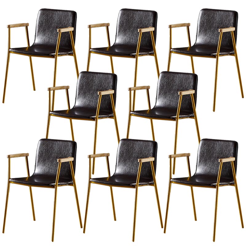 Industriële eetgelegenheden lederen eetkamerstoel met metalen basis