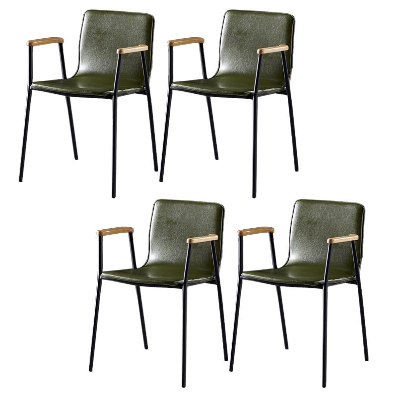 Industriële eetgelegenheden lederen eetkamerstoel met metalen basis