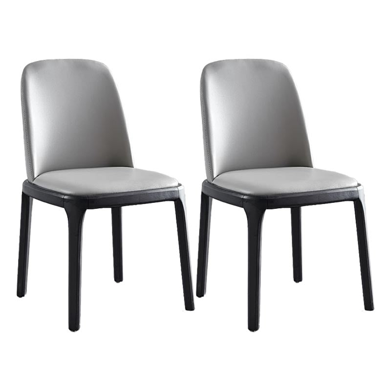 Contemporary Side Chair Leather Dining Chair with Solid Wood Legs