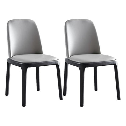 Contemporary Side Chair Leather Dining Chair with Solid Wood Legs