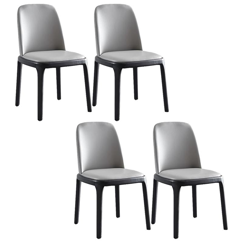 Contemporary Side Chair Leather Dining Chair with Solid Wood Legs