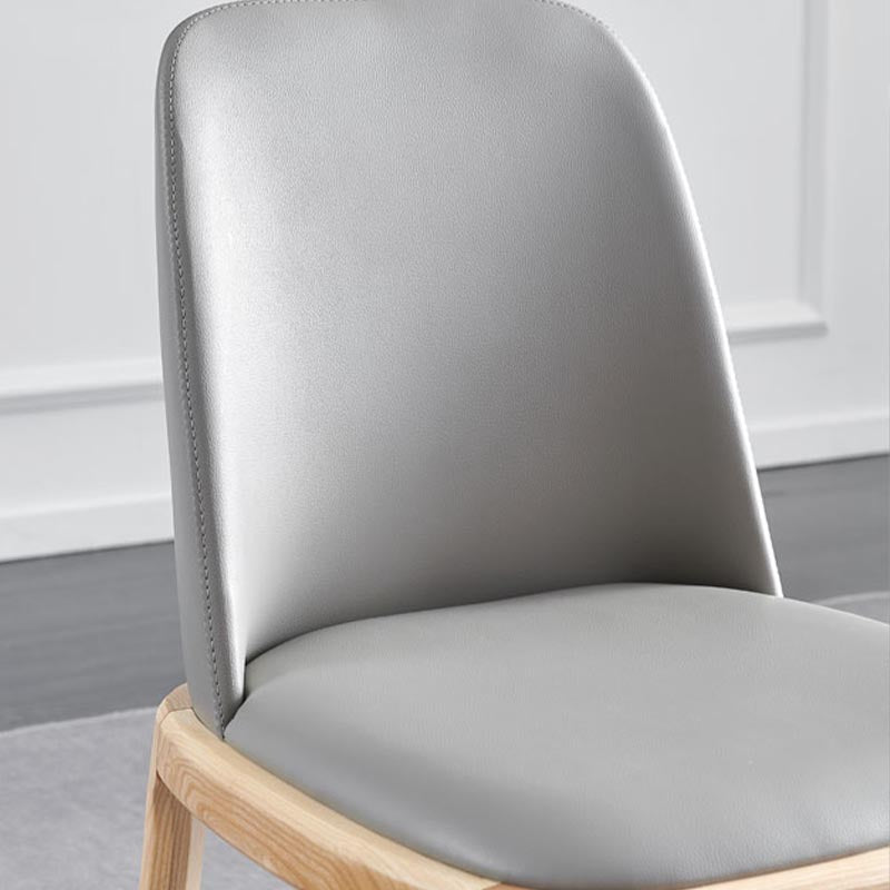 Contemporary Side Chair Leather Dining Chair with Solid Wood Legs