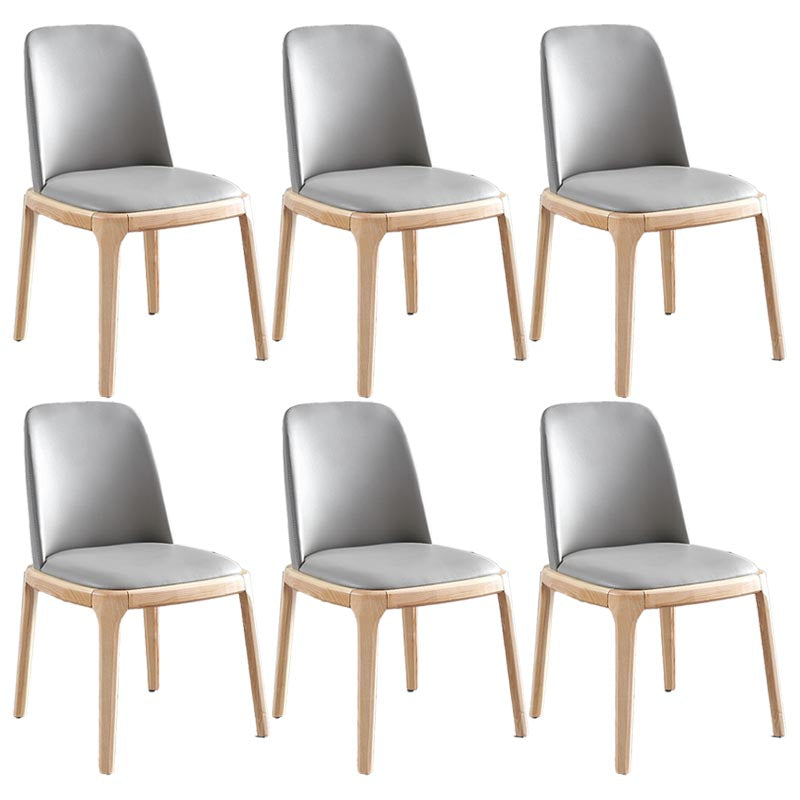 Contemporary Side Chair Leather Dining Chair with Solid Wood Legs