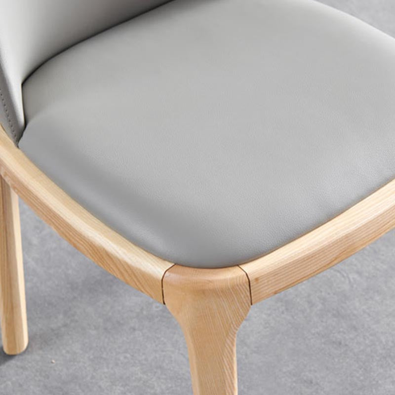 Contemporary Side Chair Leather Dining Chair with Solid Wood Legs
