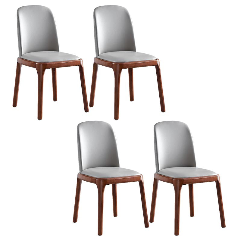 Contemporary Side Chair Leather Dining Chair with Solid Wood Legs