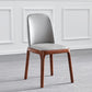 Contemporary Side Chair Leather Dining Chair with Solid Wood Legs