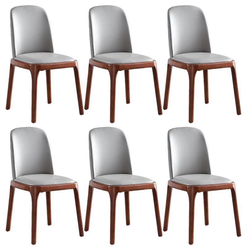 Contemporary Side Chair Leather Dining Chair with Solid Wood Legs