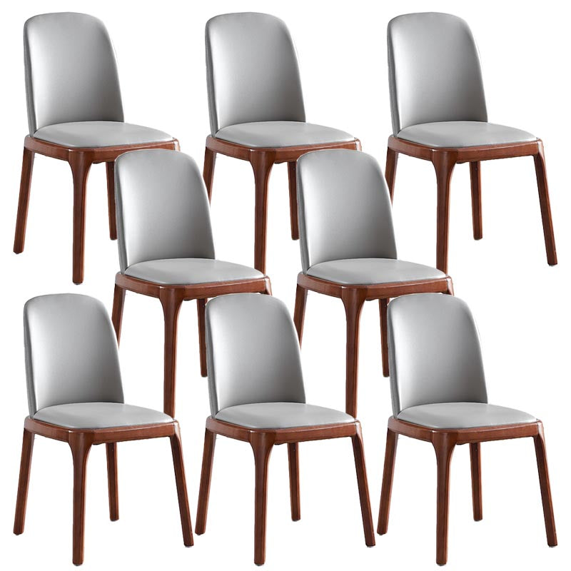Contemporary Side Chair Leather Dining Chair with Solid Wood Legs