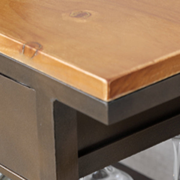 35.43" High Rolling Industrial Kitchen Trolley Wooden Kitchen Trolley for Dining Room Clearhalo 'furn' 'furn_kitchen_islands_carts' 'Furniture' 'Kitchen & Dining Furniture' 'Kitchen Islands & Carts' 'kitchen_islands_carts' 5333041