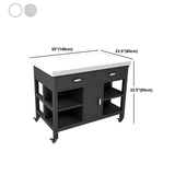 Isola da cucina rotolante industriale Tavolo da cucina in pietra isola, 33,46 "di altezza