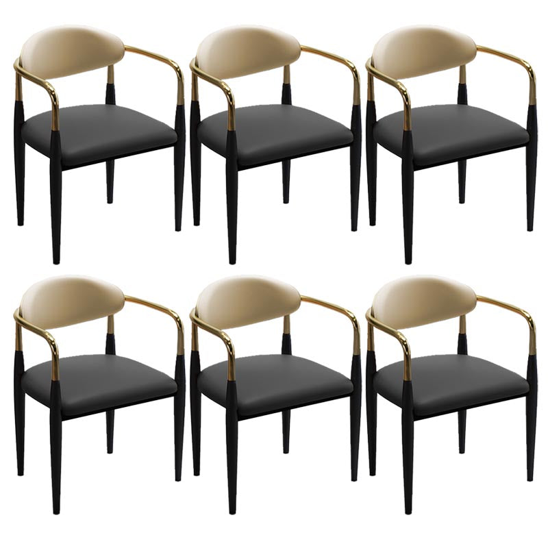 Contemporary Leather Dining Chair Open Back Dining Side Furniture in Matte Finish for Home