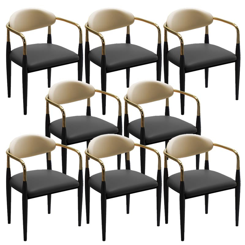 Contemporary Leather Dining Chair Open Back Dining Side Furniture in Matte Finish for Home