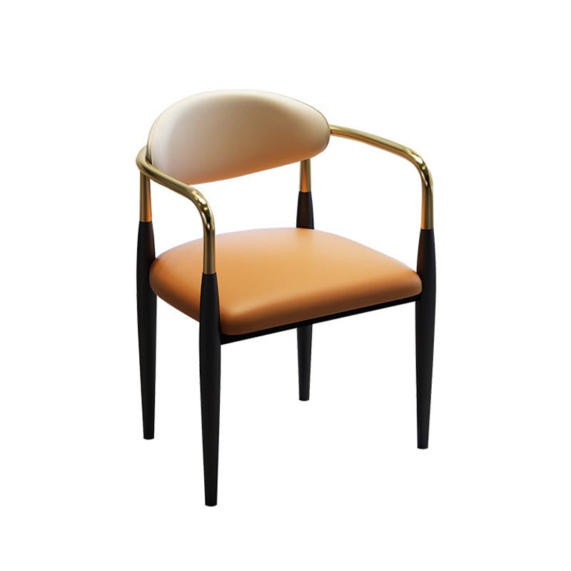 Contemporary Leather Dining Chair Open Back Dining Side Furniture in Matte Finish for Home