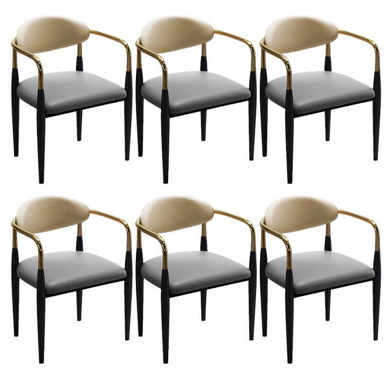 Contemporary Leather Dining Chair Open Back Dining Side Furniture in Matte Finish for Home