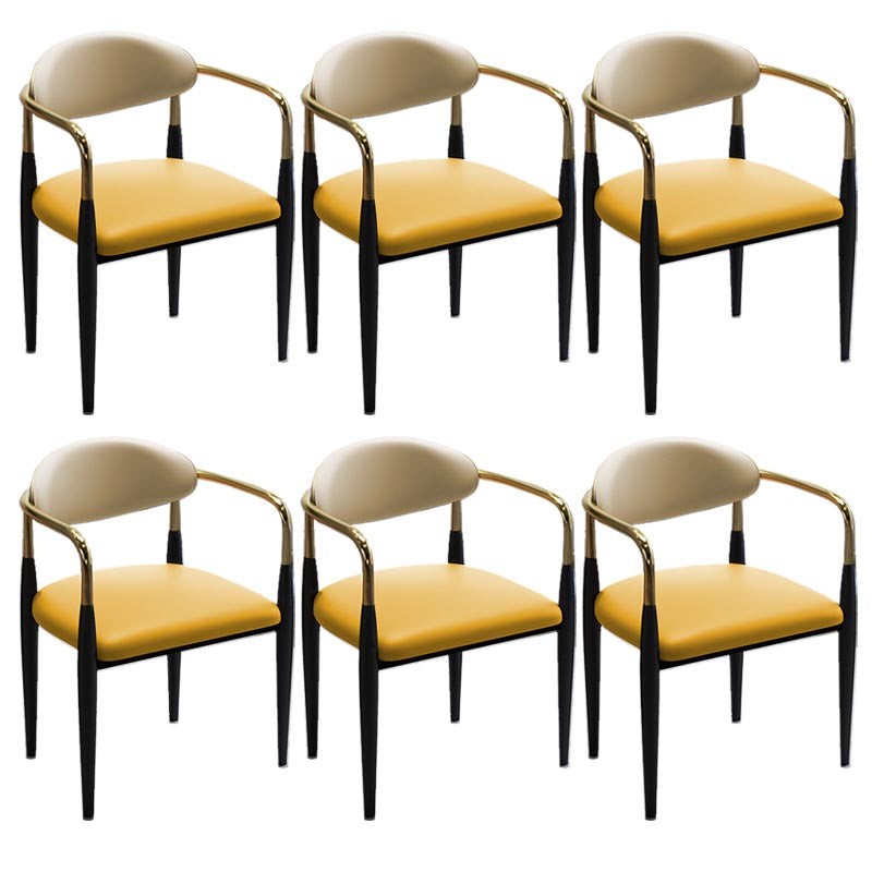 Contemporary Leather Dining Chair Open Back Dining Side Furniture in Matte Finish for Home