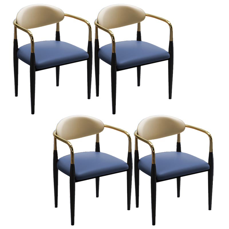 Contemporary Leather Dining Chair Open Back Dining Side Furniture in Matte Finish for Home