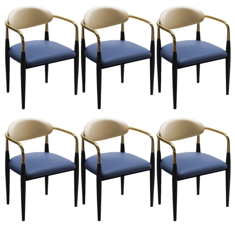 Contemporary Leather Dining Chair Open Back Dining Side Furniture in Matte Finish for Home