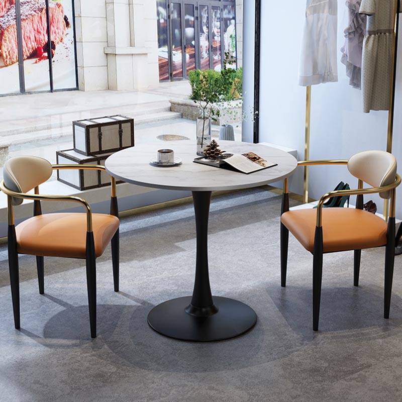 Contemporary Leather Dining Chair Open Back Dining Side Furniture in Matte Finish for Home