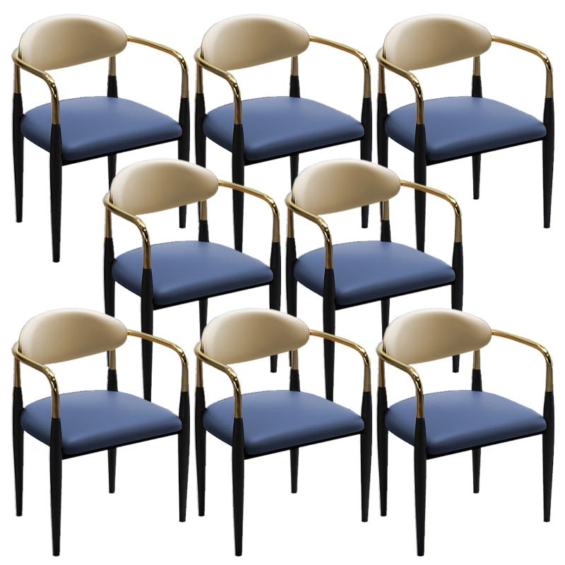 Contemporary Leather Dining Chair Open Back Dining Side Furniture in Matte Finish for Home