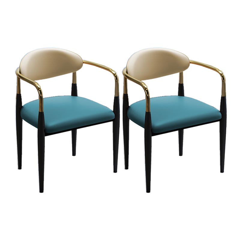 Contemporary Leather Dining Chair Open Back Dining Side Furniture in Matte Finish for Home