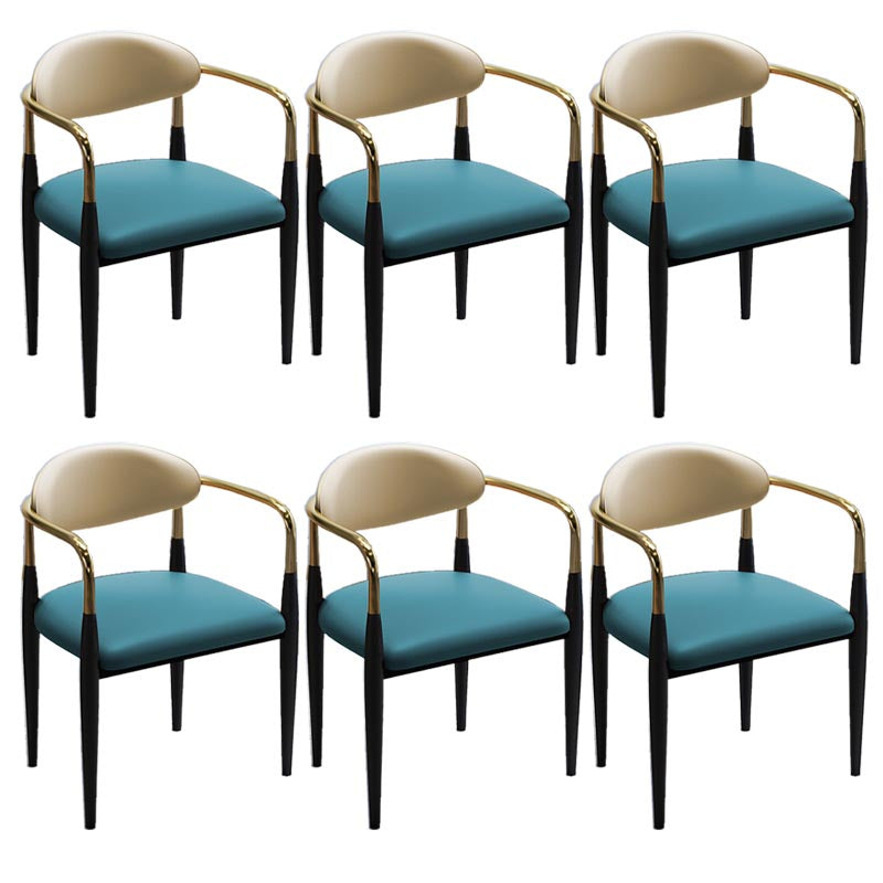 Contemporary Leather Dining Chair Open Back Dining Side Furniture in Matte Finish for Home