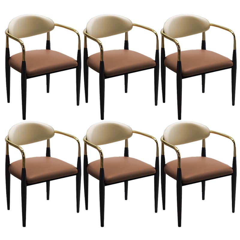 Contemporary Leather Dining Chair Open Back Dining Side Furniture in Matte Finish for Home