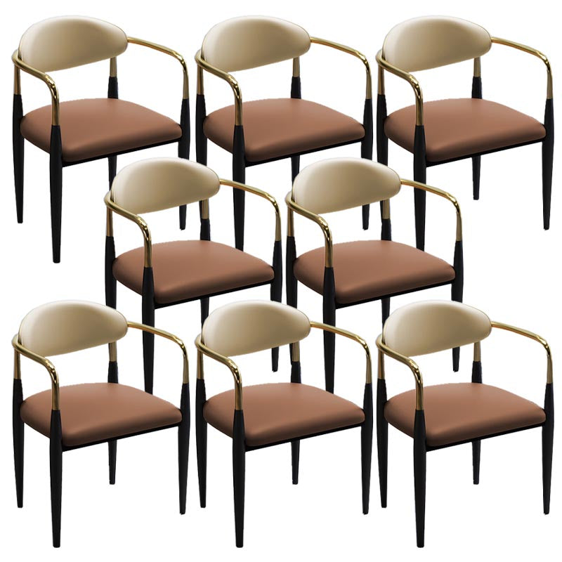 Contemporary Leather Dining Chair Open Back Dining Side Furniture in Matte Finish for Home