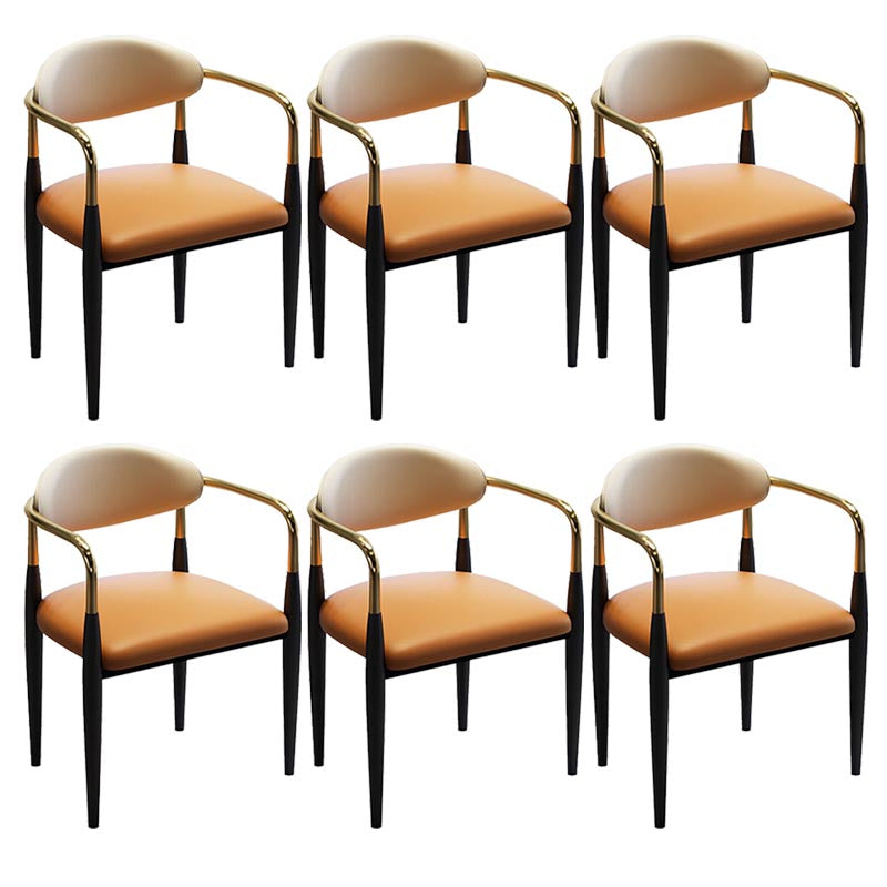 Contemporary Leather Dining Chair Open Back Dining Side Furniture in Matte Finish for Home