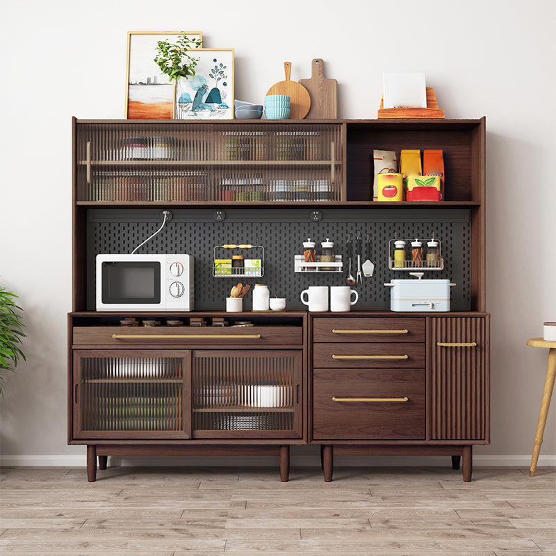 Glam Solid Wood Sideboard Glass Doors Dining Server for Kitchen Clearhalo 'buffet_sideboard' 'Buffets & Sideboards' 'furn' 'furn_buffet_sideboard' 'Furniture' 'Kitchen & Dining Furniture' 5335466