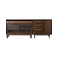 Glam Solid Wood Sideboard Glass Doors Dining Server for Kitchen 83"L x 16"W x 33"H Walnut Clearhalo 'buffet_sideboard' 'Buffets & Sideboards' 'furn' 'furn_buffet_sideboard' 'Furniture' 'Kitchen & Dining Furniture' 5335468
