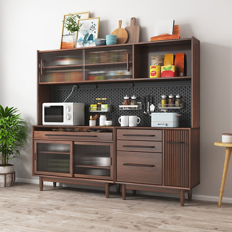 Glam Solid Wood Sideboard Glass Doors Dining Server for Kitchen Clearhalo 'buffet_sideboard' 'Buffets & Sideboards' 'furn' 'furn_buffet_sideboard' 'Furniture' 'Kitchen & Dining Furniture' 5335469