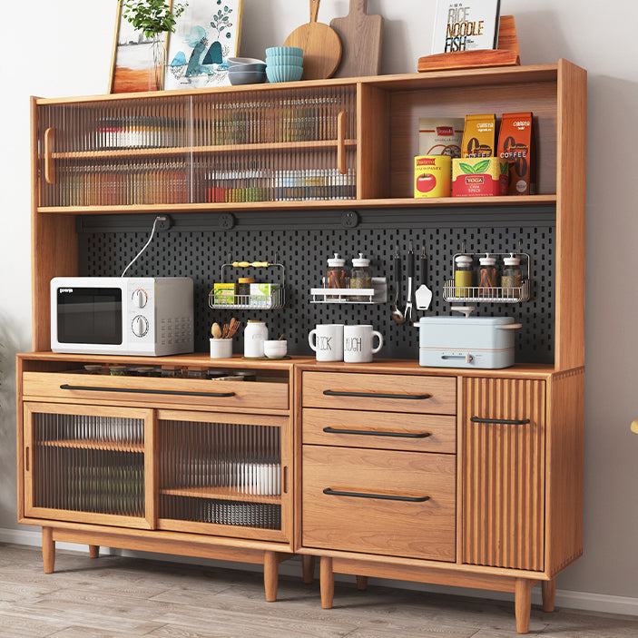 Glam Solid Wood Sideboard Glass Doors Dining Server for Kitchen Clearhalo 'buffet_sideboard' 'Buffets & Sideboards' 'furn' 'furn_buffet_sideboard' 'Furniture' 'Kitchen & Dining Furniture' 5335483